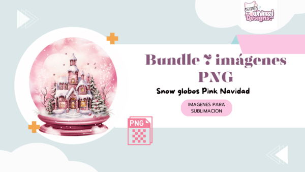Colección Digital para SUBLIMACIÓN Snow Globes PINK CHRISTMAS
