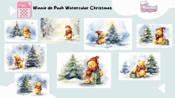 Colección Digital para SUBLIMACIÓN Winnie de Pooh CHRISTMAS - Image 2